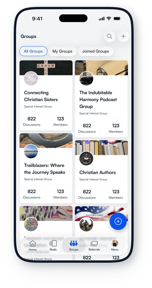 ActsSocial Groups screen with community groups